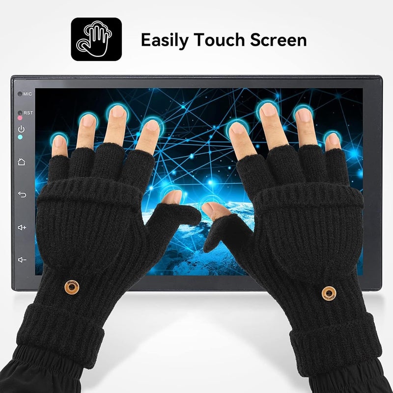 Cierto Winter Gloves for Women & Men | Convertible Fingerless Gloves for Cold Weather,Womens Warm Knit Mittens… - Image 3